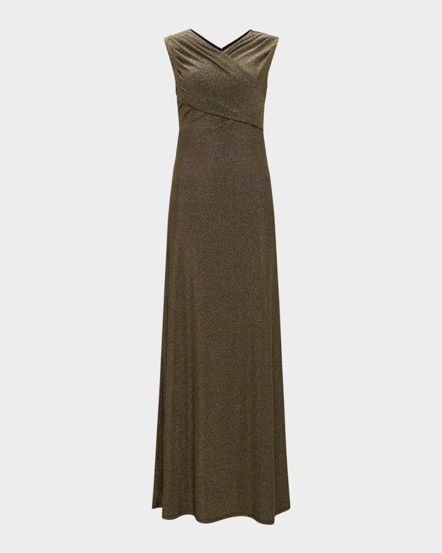 Tomas Sleeveless Ruched Shimmer Gown